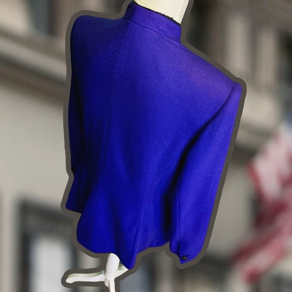 John Meyer of Norwich Vintage Indigo Purple & Black Brocade Sequin Wool Blazer - Picture 11 of 16